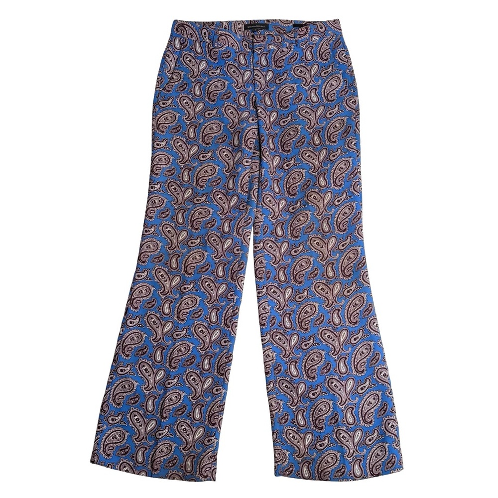 BANANA REPUBLIC Blake Paisley Print Wide Leg Dress Pants Blue Brown Women's Sz 2